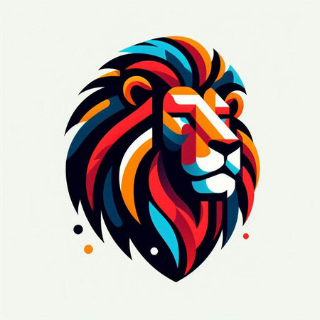 Lion head with abstract colorful background. Vector illustration for your designのイラスト素材
