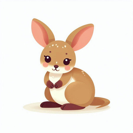 Cute kangaroo sitting on the ground. Vector illustration.のイラスト素材