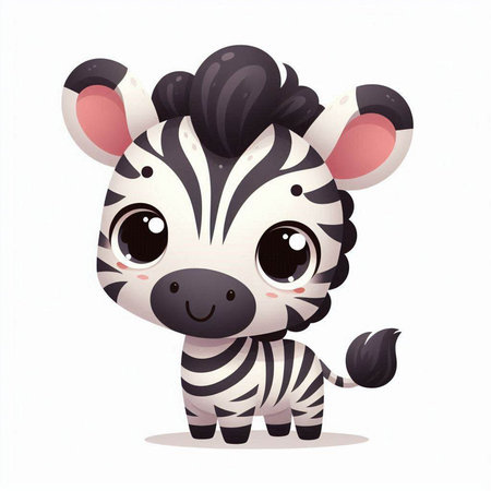 Cute cartoon zebra. Vector illustration isolated on white background.のイラスト素材