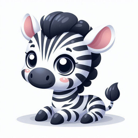 Cute cartoon zebra on a white background. Vector illustration.のイラスト素材