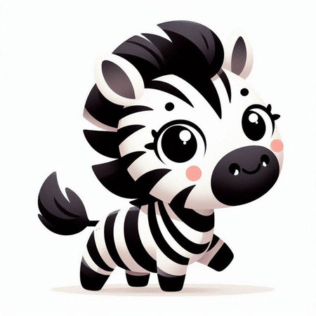 cartoon zebra on white background - isolated illustration for children.のイラスト素材
