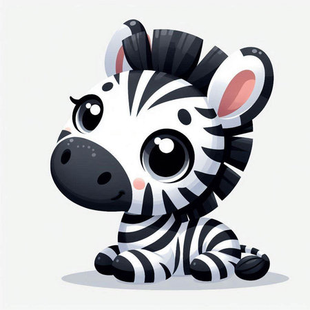 Cute zebra on a white background. Vector cartoon illustration.のイラスト素材
