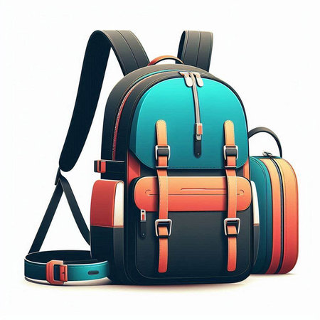 Backpack and belt isolated on white background. 3D illustration.のイラスト素材