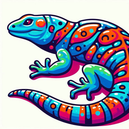 Vector illustration of a colorful lizard on a white background. Vector illustration.のイラスト素材