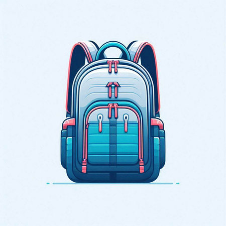 Backpack. Vector illustration in flat cartoon style. Isolated on white background.のイラスト素材