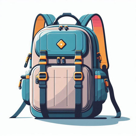 Backpack. Vector illustration of a backpack on a white background.のイラスト素材