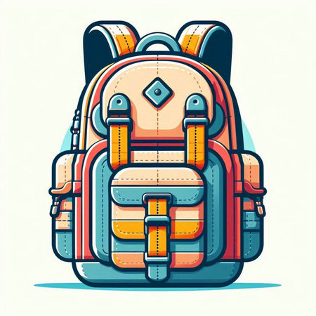 Vector illustration of backpack. Cartoon style. Colorful vector illustration.のイラスト素材