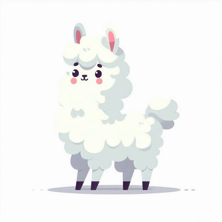 Cute llama. Vector illustration. Isolated on white background.のイラスト素材