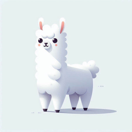 Cute alpaca. Vector illustration in cartoon style on a blue background.のイラスト素材
