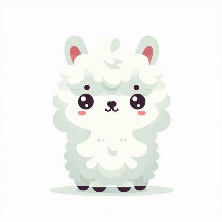 Cute cartoon alpaca isolated on white background. Vector illustration.のイラスト素材