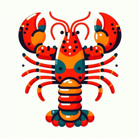 Lobster. Hand drawn vector illustration. Isolated on white background.のイラスト素材