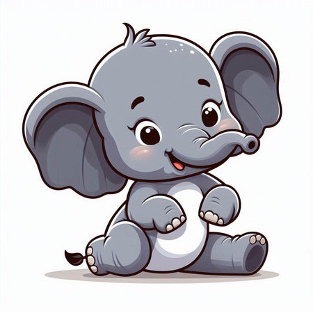 Cute baby elephant isolated on a white background. Vector illustration.のイラスト素材