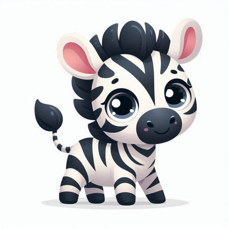 Cute cartoon zebra isolated on white background. Vector illustration.のイラスト素材