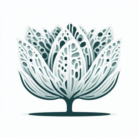 Vector illustration of a stylized lotus on a white background.のイラスト素材