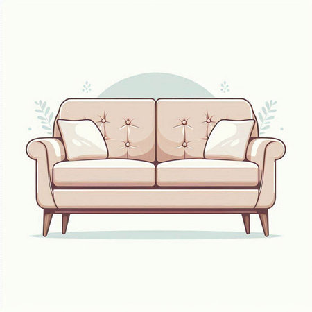 Sofa on a white background. Vector illustration in cartoon style.のイラスト素材