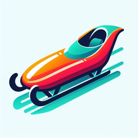 Sled icon. Vector illustration of a red and blue sled.のイラスト素材