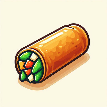 Vector illustration of a roll of burrito on a white background.のイラスト素材