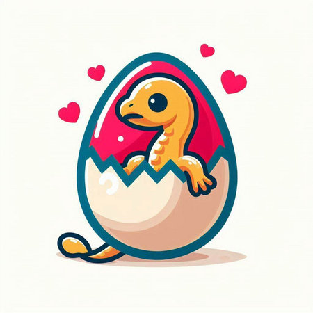 Cute cartoon chicken in egg. Vector illustration. Happy Easter.のイラスト素材