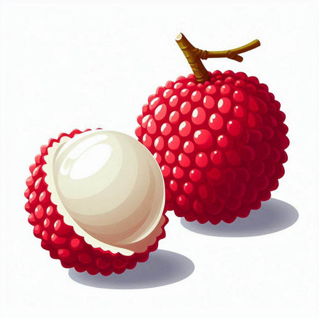 Lychee on a white background. Vector illustration for your designのイラスト素材
