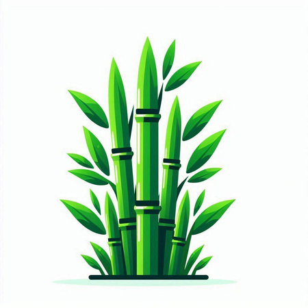 Green bamboo vector illustration. Isolated on white background. Flat style.のイラスト素材