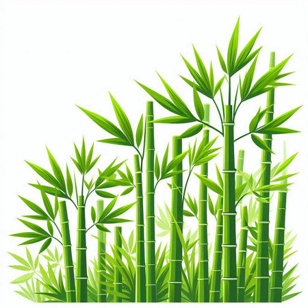 Green bamboo background with leaves. Vector illustration. EPS10. No transparency.のイラスト素材