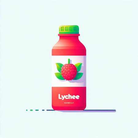 Strawberry juice in a bottle on a light background. Vector illustration.のイラスト素材