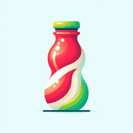 Bottle of water. Vector illustration of a bottle with a striped pattern.のイラスト素材