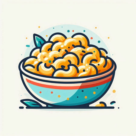 Illustration of macaroni in a bowl. Vector illustration.のイラスト素材