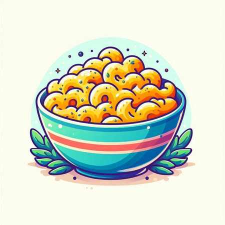 Illustration of a bowl of macaroni or macaroniのイラスト素材