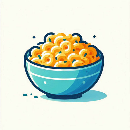 Illustration of a bowl of macaroni. Vector illustration.のイラスト素材