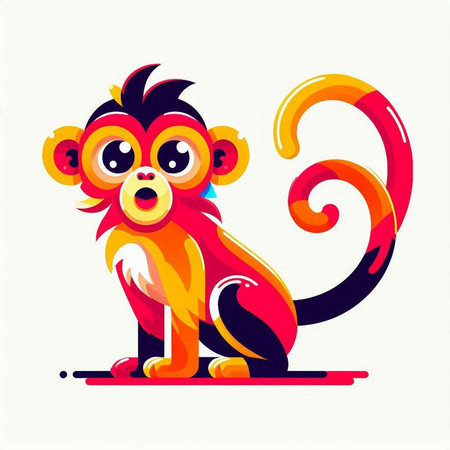 Cartoon monkey. Vector illustration of a monkey on a white background.のイラスト素材