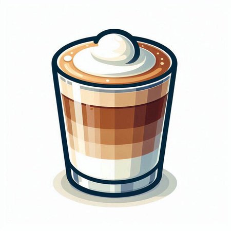 Illustration of a glass of cappuccino with whipped creamのイラスト素材