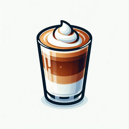 Illustration of a glass of cappuccino with whipped creamのイラスト素材