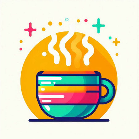 Coffee cup icon in flat design style. Vector illustration.のイラスト素材
