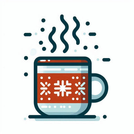 Cup of hot drink with snowflakes. Vector illustration.のイラスト素材