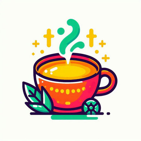 Cup of tea with lemon and mint leaves. Vector illustration.のイラスト素材