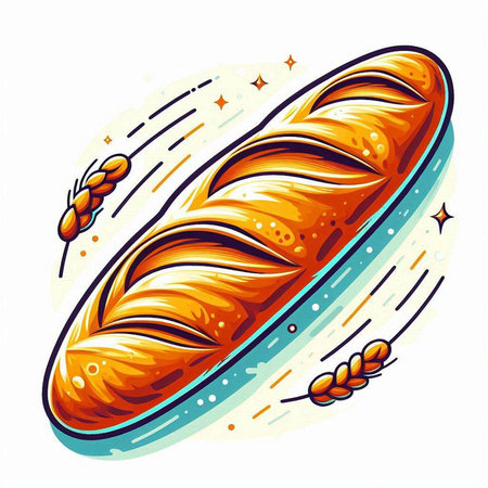 Illustration of a loaf of bread on a white background. Vector illustrationのイラスト素材