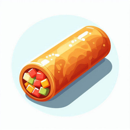 Vector illustration of a roll of oriental sweets on a white backgroundのイラスト素材