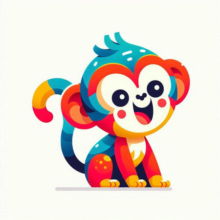 Cute cartoon monkey isolated on a white background. Vector illustration.のイラスト素材