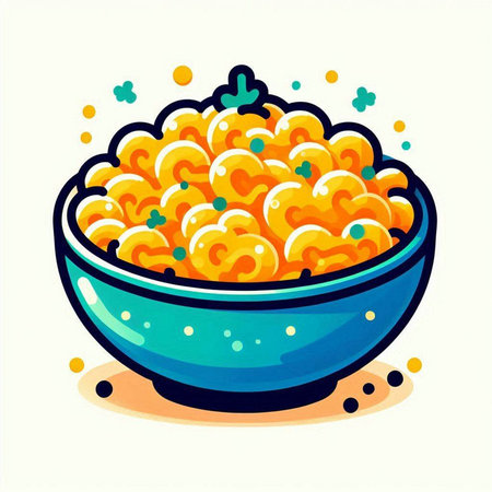 Illustration of macaroni in a bowl. Vector illustration.のイラスト素材