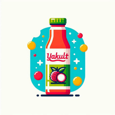 Juice bottle with strawberry, cherry and juice. Vector illustration.のイラスト素材