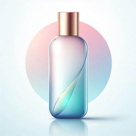 Mockup bottle of cosmetic product on abstract background. Vector illustration.のイラスト素材