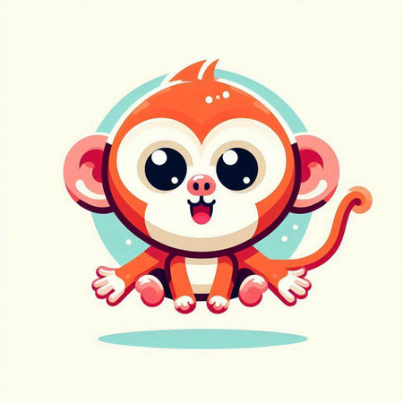 Cute cartoon monkey. Vector illustration of a funny animal character.のイラスト素材