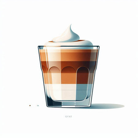 Illustration of a glass of coffee with whipped cream on a white backgroundのイラスト素材