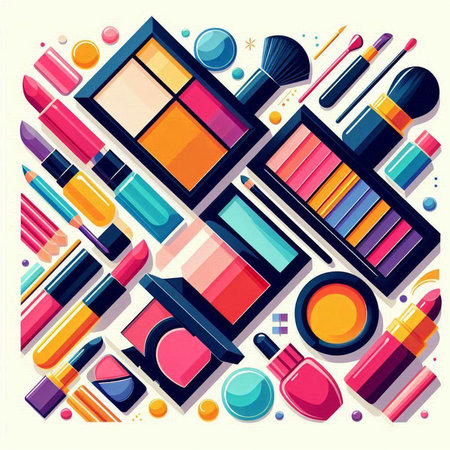 Cosmetics and makeup products set. Vector illustration in flat style.のイラスト素材