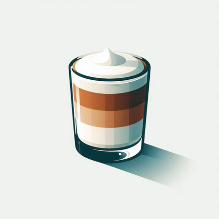 Coffee in a glass with whipped cream. Vector illustration.のイラスト素材