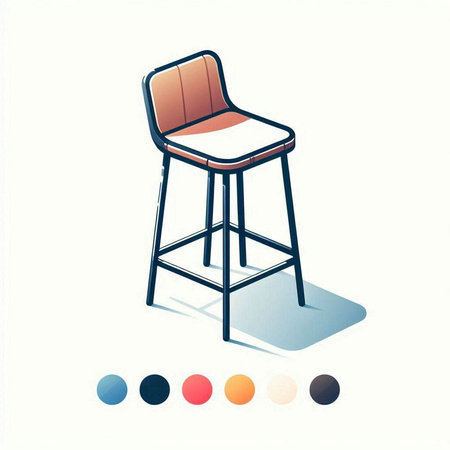 chair icon vector illustration. Flat design style with long shadow and color swatchesのイラスト素材
