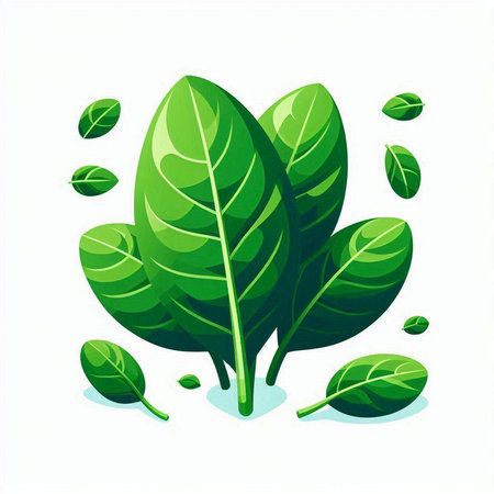 Green leaves isolated on white background. Vector illustration. Eps 10.のイラスト素材