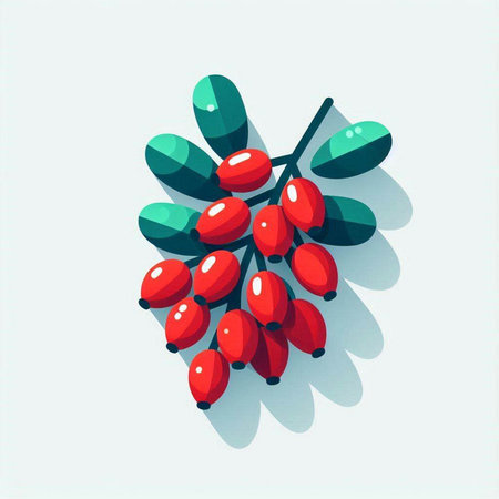Berries of a rowan on a white background. Vector illustration.のイラスト素材