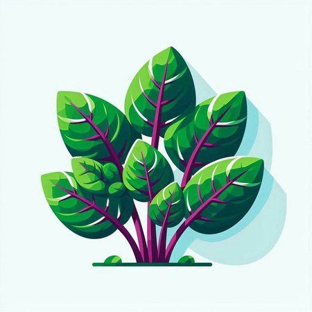 Vector illustration of a green plant with long shadow on white background.のイラスト素材